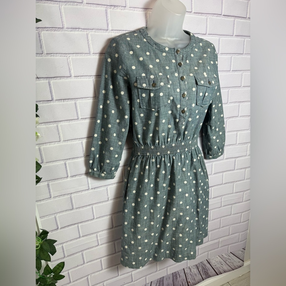 Brooks Brothers Polka Dot Chambray Shirt Dress Size 2
Blue Cotton Casual - Picture 8 of 16